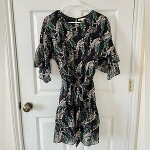 Le Lis Black Floral Flowy Dress